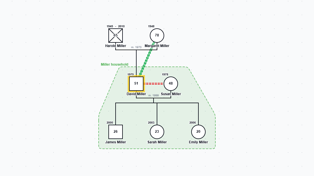Basic Genogram: A Beginner's Guide to Reading Family Maps genogram example preview